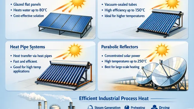 Solar Thermal Technologies Explained: FPC, ETC, Heat Pipe & Reflector Systems for Industrial Applications